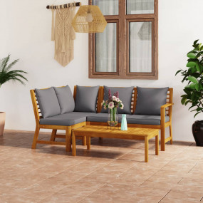 Bookshelf Board Dark grey cushions and natural wood Sol...