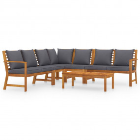 Garden Lounge Set Dark grey Solid acacia wood Medium Mo...