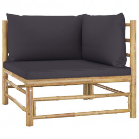 Garden Lounge Set Dark grey cushions Bamboo, Polyester