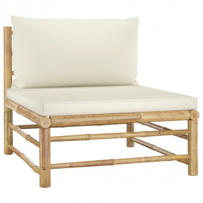 Garden Lounge Set Cream White Cushion, Bamboo Bamboo, 1...