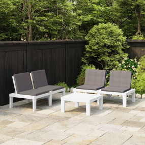 Garden Lounge Set White, Anthracite