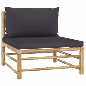 Garden Lounge Set Dark Grey, Bamboo Bamboo Medium Modul...