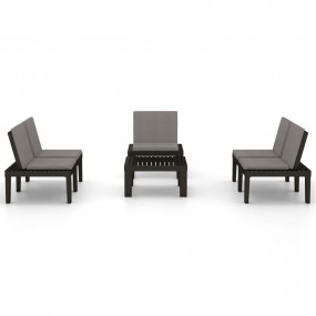 Garden Lounge Set Grey Plastic and fabric Medium Seats ...