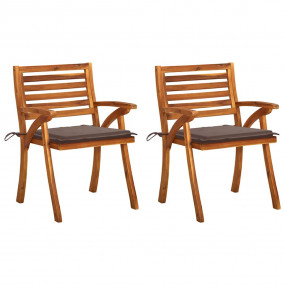 Dining Chair Set of 2 Taupe Solid acacia wood Standard