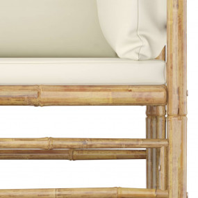 Garden Lounge Set Cream White Bamboo, 100% Polyester La...