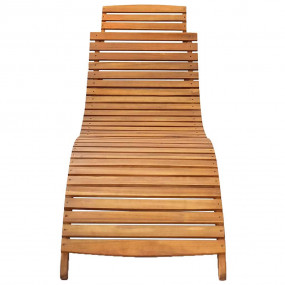 Patio Sunlounger Green Cushion, Acacia Wood