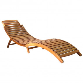Patio Sun Lounger Red, Natural wood