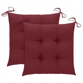 Patio Dining Chair Set of 2 Wine Red Cushion, Natural W...