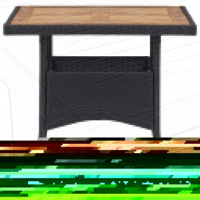 Dining Set Black Poly Rattan Medium Removable Covers