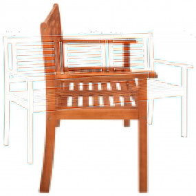 Bench Natural wood Solid eucalyptus wood 3-seater Ergon...