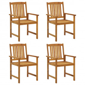 Garden Chair Set of 4 Brown Solid Acacia wood Standard ...