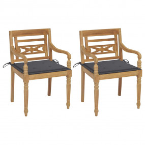Garden Chair Set of 2 Anthracite, Natural Teak