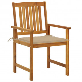 Garden Chair Set of 2 Beige and Natural Wood