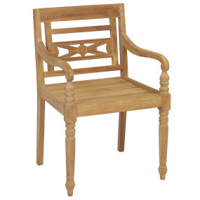 Garden Chair Set of 2 Natural Wood Solid Teak Wood Medi...