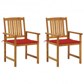 Garden Chair Set of 2 Red Solid Acacia wood, Polyester ...