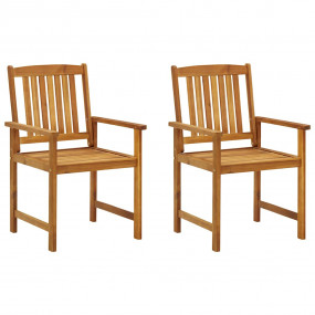 Garden Chair Set of 2 Brown Solid Acacia wood Standard ...