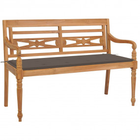 Bench Taupe, Natural Teak Solid Teak Wood, 100% Polyest...