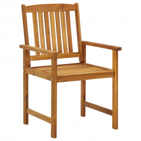 Patio Chair Set of 2 Natural Wood Solid Acacia Wood Sta...