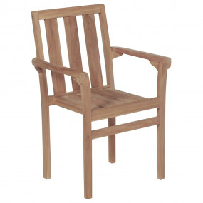 Patio Chair Set of 2 Natural Teak Fine sanded teak hard...