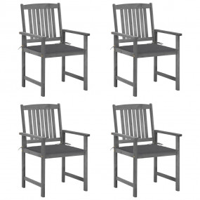 Garden Chair Set of 4 Grey Solid Acacia wood Standard T...