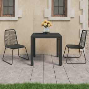 Dining Set Black PVC Rattan, Steel, Aluminum, WPC Light...