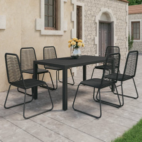Dining Set Black PVC Rattan, Aluminum, Powder-Coated St...