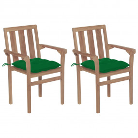 Patio Chair Set of 2 Teak Solid Teak wood Standard Stac...