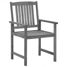 Patio Chair Set of 4 Gray Solid acacia wood Standard Du...
