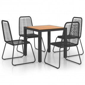 Dining Set Black and Brown WPC, Aluminum, PVC Rattan, S...