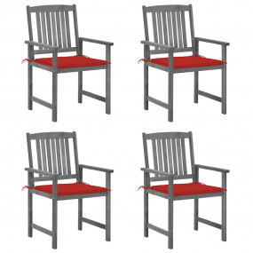 Patio Chair Set of 4 Gray Solid Acacia wood Standard
