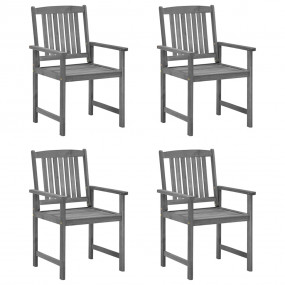 Patio Chair Set of 4 Gray Solid acacia wood with a gray...