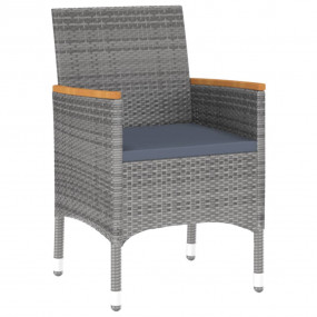 Garden Dining Set Grey, Dark Grey Poly Rattan 3 Piece