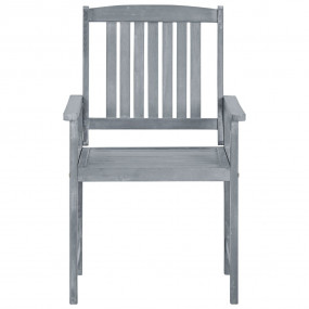 Garden Chair Set of 2 Grey Solid Acacia wood Medium Tou...
