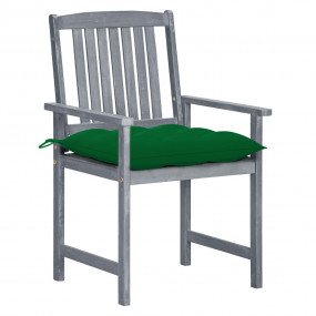 Patio Chair Set of 2 Gray Solid acacia wood Standard Du...