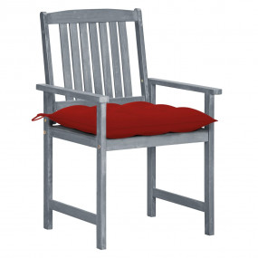 Patio Chair Set of 4 Gray and Red Solid acacia wood Med...