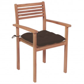 Patio Chair Set of 2 Teak, Taupe Teak wood Medium Stack...