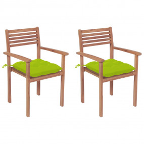Patio Chair Set of 2 Bright Green, Natural Wood