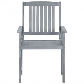 Patio Chair Set of 4 Gray, Royal Blue Solid Acacia Wood...