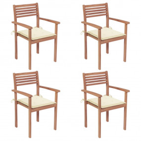 Garden Chair Set of 4 Teak Teak wood Standard Stackable