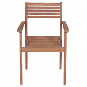 Patio Chair Set of 4 Natural wood, Green Fine sanded te...