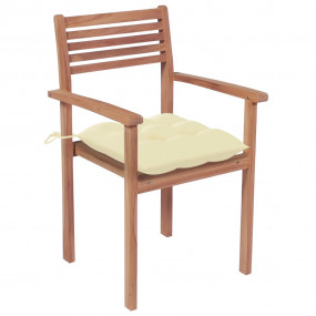 Garden Chair Set of 4 Cream White Cushions
