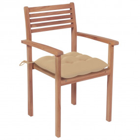 Patio Chair Set of 4 Teak Solid teak wood, 100% polyest...