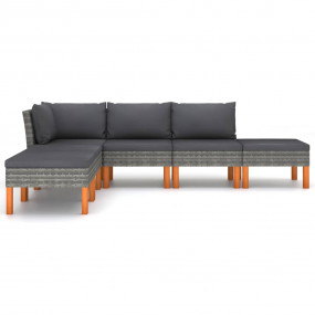 Garden Lounge Set Grey PE rattan Medium Removable Cover...