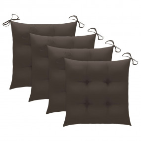 Patio Chair Set of 4 Taupe Teak wood Medium Stackable