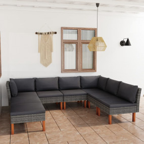 Garden Lounge Set Grey PE Rattan Standard Modular