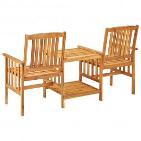 Patio Bistro Set Taupe Solid Acacia Wood One Size Durab...