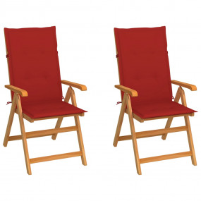 Garden Chair Set of 2 Natural Teak Teak Wood Foldable