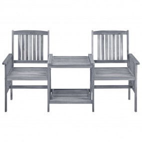 Garden Chair With Tea Table Grey with cream cushions