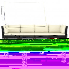 Garden Sofa Black PE rattan 4-seater Removable Covers