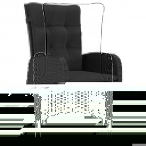 Garden Dining Set Black Poly rattan, steel, acacia wood...